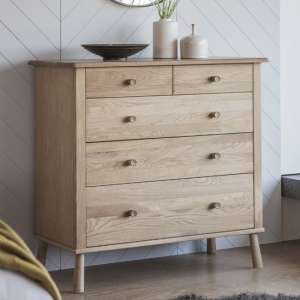Burbank Wooden Chest Of 5 Drawers In Oak - UK