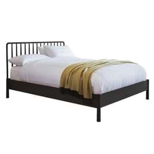 Burbank Wooden King Size Bed In Black - UK