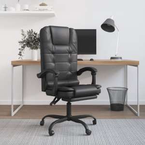 Burnet Faux Leather Massage Reclining Office Chair In Black - UK