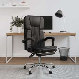 Burnet Faux Leather Reclining Office Chair In Black - UK