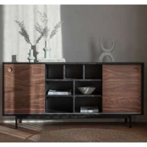 Busby Wooden Sideboard With 2 Doors In Black And Walnut - UK