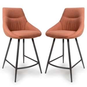 Buxton Brick Counter Fabric Bar Chairs In Pair - UK