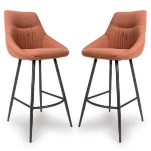 Buxton Brick Fabric Bar Chairs In Pair - UK
