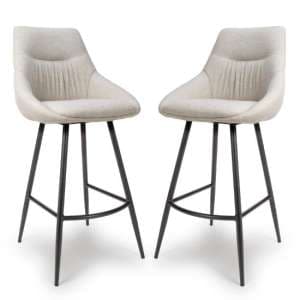 Buxton Natural Fabric Bar Chairs In Pair - UK