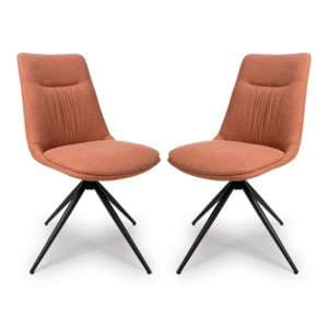 Buxton Swivel Brick Fabric Dining Chairs In Pair - UK