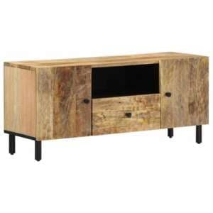 Buxton Wooden TV Stand With 3 Doors In Natural - UK