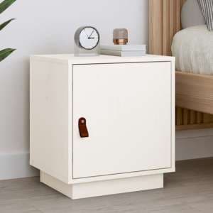 Byrne Pinewood Bedside Cabinet With 1 Door In White - UK