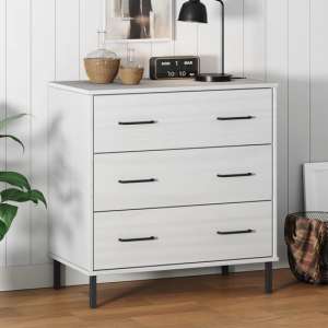 Byron Solid Pine Wood Chest Of 3 Drawers In White - UK