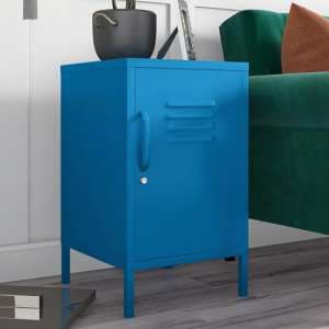 Caches Metal Locker End Table With 1 Door In Blue - UK