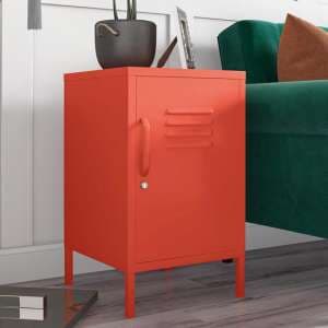 Caches Metal Locker End Table With 1 Door In Orange - UK
