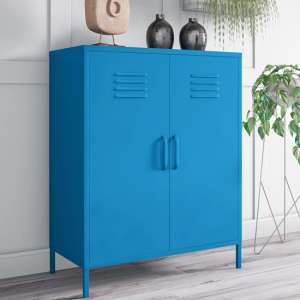 Caches Metal Locker Storage Cabinet With 2 Doors In Blue