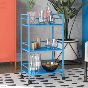 Caches Metal Rolling Drinks Trolley With 3 Shelves In Blue - UK