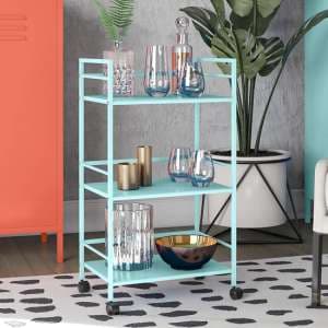 Caches Metal Rolling Drinks Trolley With 3 Shelves In Spearmint - UK