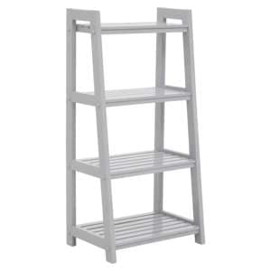 Cadell Tropical Hevea Wood Shelving Unit With 4 Tier In Grey