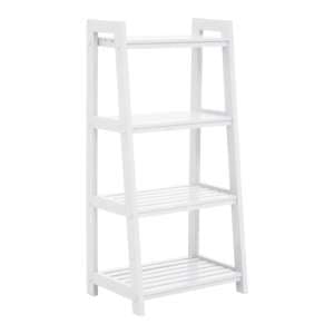 Cadell Tropical Hevea Wood Shelving Unit With 4 Tier In White