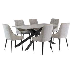 Caelan 160cm Rebecca Grey Marble Dining Table 6 Malie Chairs - UK