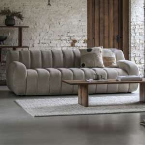Caen Fabric 3 Seater Sofa In Cream - UK