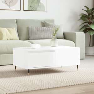 Caen High Gloss Coffee Table With 1 Drawer In White - UK