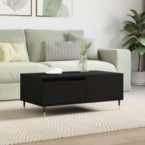 Caen Wooden Coffee Table With 1 Drawer In Black - UK