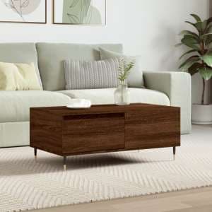 Caen Wooden Coffee Table With 1 Drawer In Brown Oak - UK