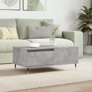 Caen Wooden Coffee Table With 1 Drawer In Concrete Effect - UK