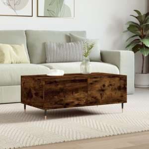 Caen Wooden Coffee Table With 1 Drawer In Smoked Oak - UK