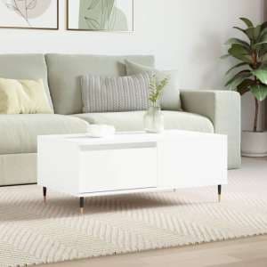 Caen Wooden Coffee Table With 1 Drawer In White - UK