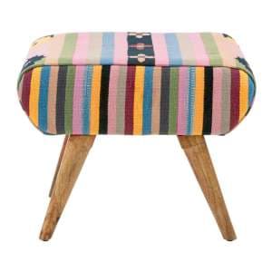 Cafenos Fabric Footstool With Oak Legs In Multicolour - UK