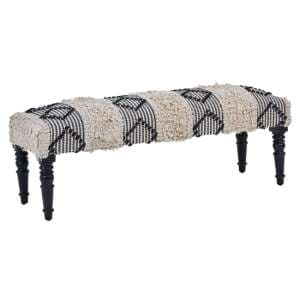 Cafenos Moroccan Fabric Seating Bench In White And Black - UK