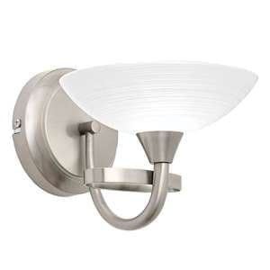 Cagney White Glass Wall Light In Satin Chrome - UK