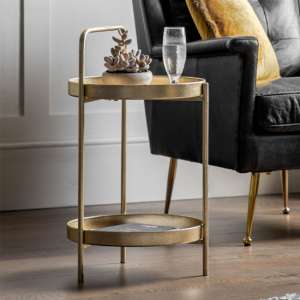 Cahokia Round Metal Side Table In Gold - UK