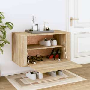 Cairns Wall Hung Wooden Shoe Storage Cabinet In Sonoma Oak