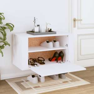 Cairns Wall Hung Wooden Shoe Storage Cabinet In White