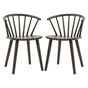 Cairo Mocha Wooden Dining Chairs In Pair - UK