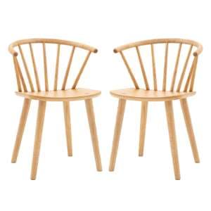 Cairo Natural Wooden Dining Chairs In Pair - UK