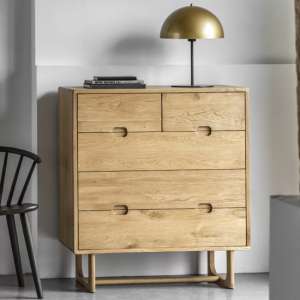 Cairo Wooden Chest Of 5 Drawers In Natural - UK