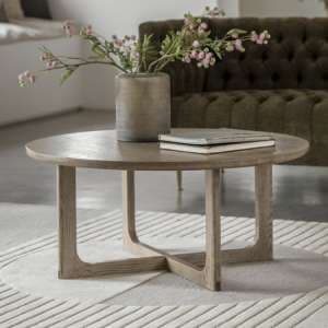 Cairo Wooden Coffee Table Round In Smoked Oak - UK