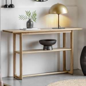 Cairo Wooden Console Table With Shelf In Natural - UK