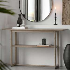 Cairo Wooden Console Table With Shelf In Smoked Oak - UK