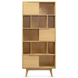 Cairo Wooden Double Bookcase In Natural Oak - UK