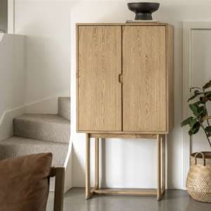 Cairo Wooden Drinks Cabinet With 2 Doors In Natural - UK