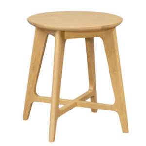 Cairo Wooden Lamp Table Round In Natural Oak - UK