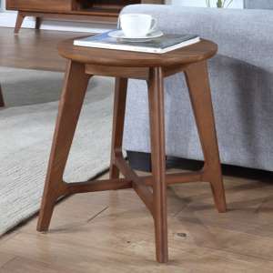 Cairo Wooden Lamp Table Round In Walnut - UK