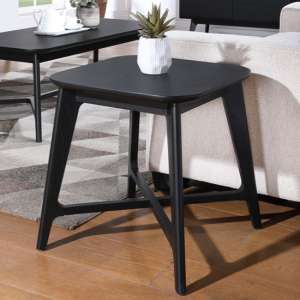 Cairo Wooden Lamp Table Square In Black - UK