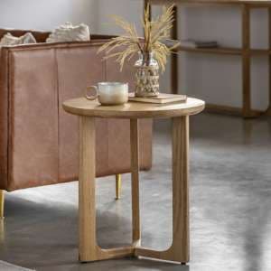 Cairo Wooden Side Table Round In Natural - UK