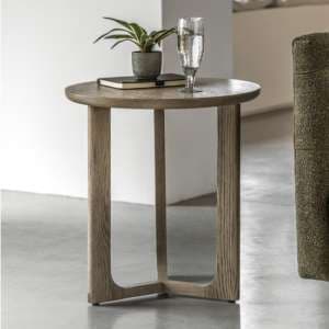 Cairo Wooden Side Table Round In Smoked Oak - UK