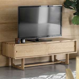 Cairo Wooden TV Stand With 2 Doors In Natural - UK