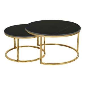 Cais Ceramic Top Set Of 2 Coffee Tables Round In Lawrence Black