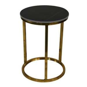 Cais Ceramic Top End Table Round In Lawrence Black