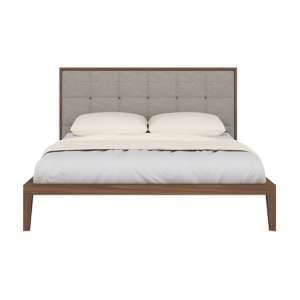 Cais Double Bed In Walnut With Natural Fabric Headboard - UK